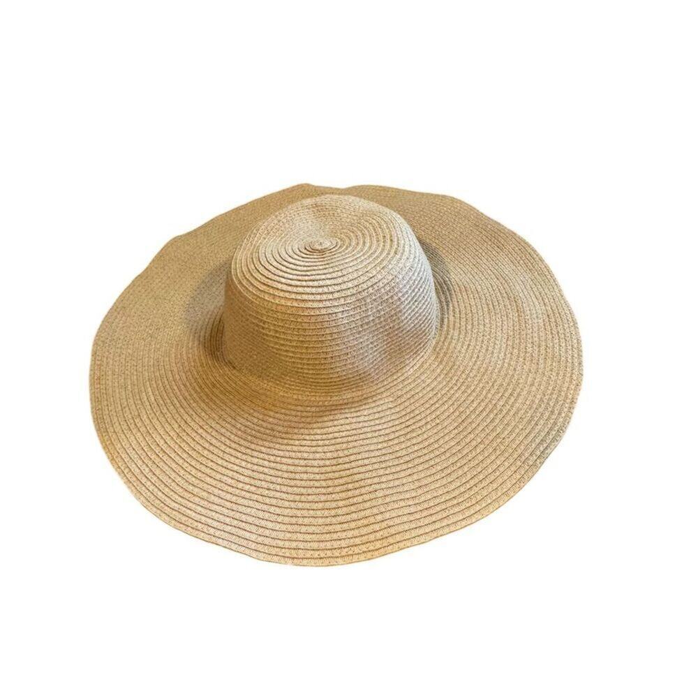 Old Navy Women's Beige Wide Brim Floppy Straw Sun Hat Size S -M - Picture 5 of 10